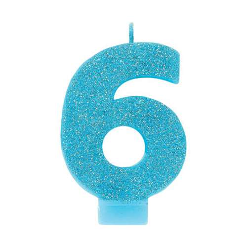 Sparkly Blue Candle - No 6 - Click Image to Close